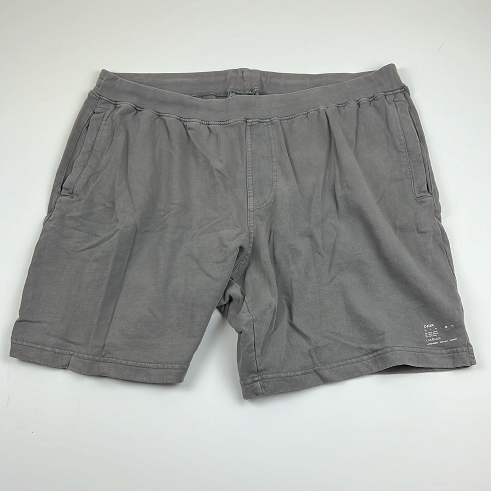 Onia Mens Garment Dyed Cotton Jersey Sweat Shorts Size XL Grey